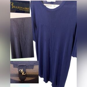 Vintage Billionaire Italian Couture Silk & Tencel Blend Navy Blue Sweater